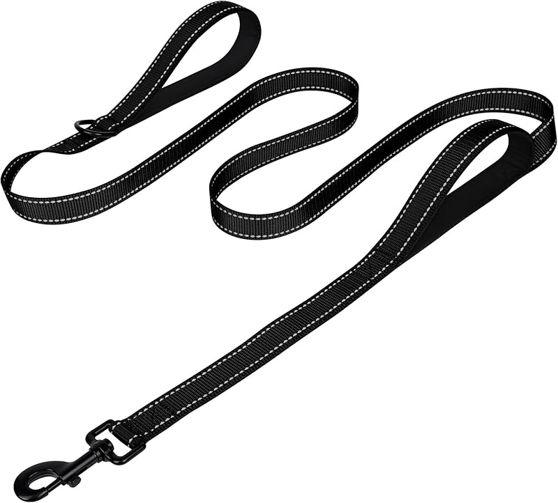 Dog Leash Heavy Duty for Large Dogs That Pull, Double Handle for Traffic Control, Double-Sided Reflective Leashes for Large Medium Dogs Night Safety