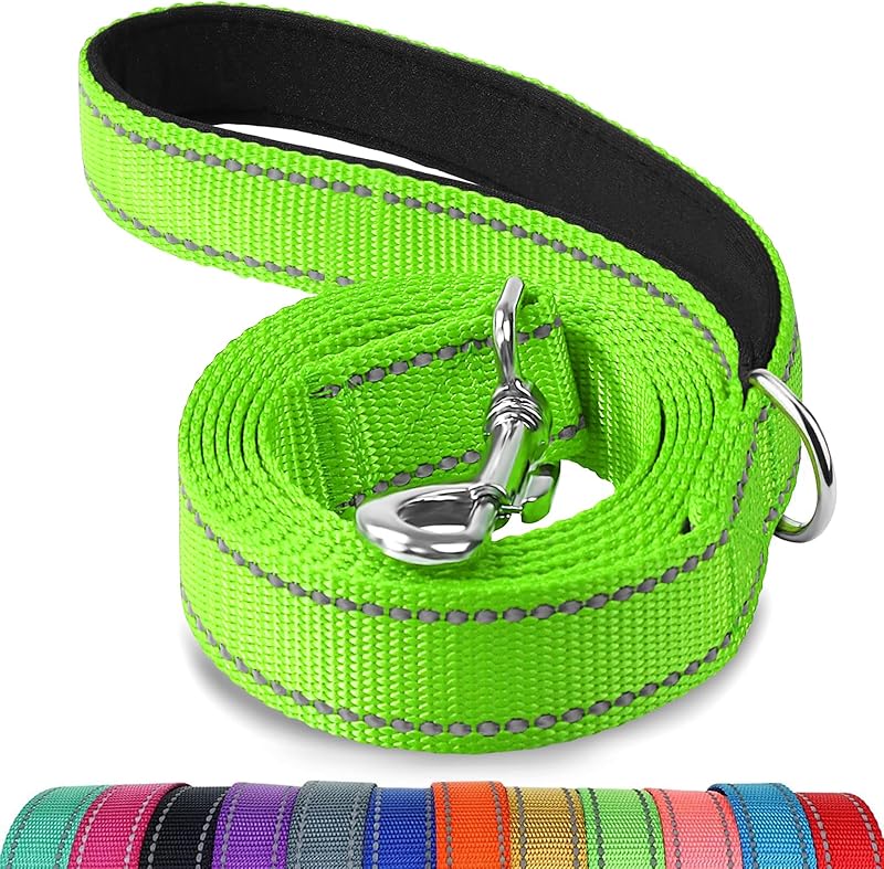 Dog Leash Heavy Duty for Large Dogs That Pull, Double Handle for Traffic Control, Double-Sided Reflective Leashes for Large Medium Dogs Night Safety