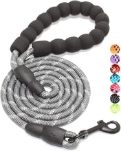 Load image into Gallery viewer, 2/4/5/6 FT Dog Leash with Comfortable Padded Handle and Highly Reflective Threads for Small Medium and Large Dogs (5FT-1/2'', Black)