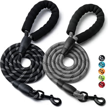 画像をギャラリービューアに読み込む, 2 Pack Dog Leash, 4/5//6 FT Heavy Duty Nylon Rope Pet Leashes with Comfortable Padded Handle, Reflective Dog Leashes for Small Medium and Large Dogs