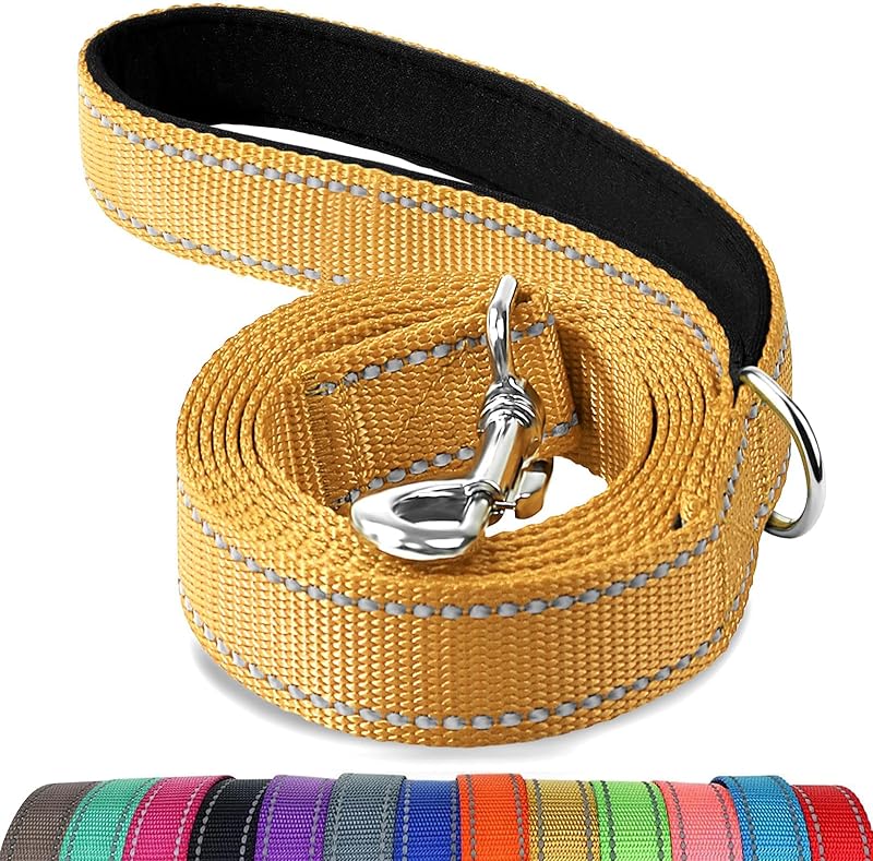 Dog Leash Heavy Duty for Large Dogs That Pull, Double Handle for Traffic Control, Double-Sided Reflective Leashes for Large Medium Dogs Night Safety