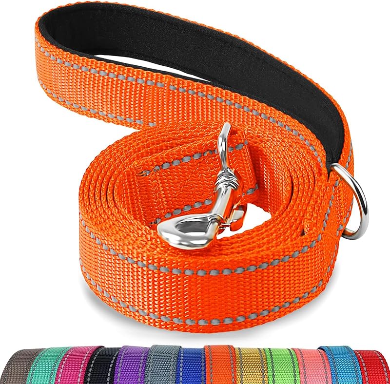 Dog Leash Heavy Duty for Large Dogs That Pull, Double Handle for Traffic Control, Double-Sided Reflective Leashes for Large Medium Dogs Night Safety