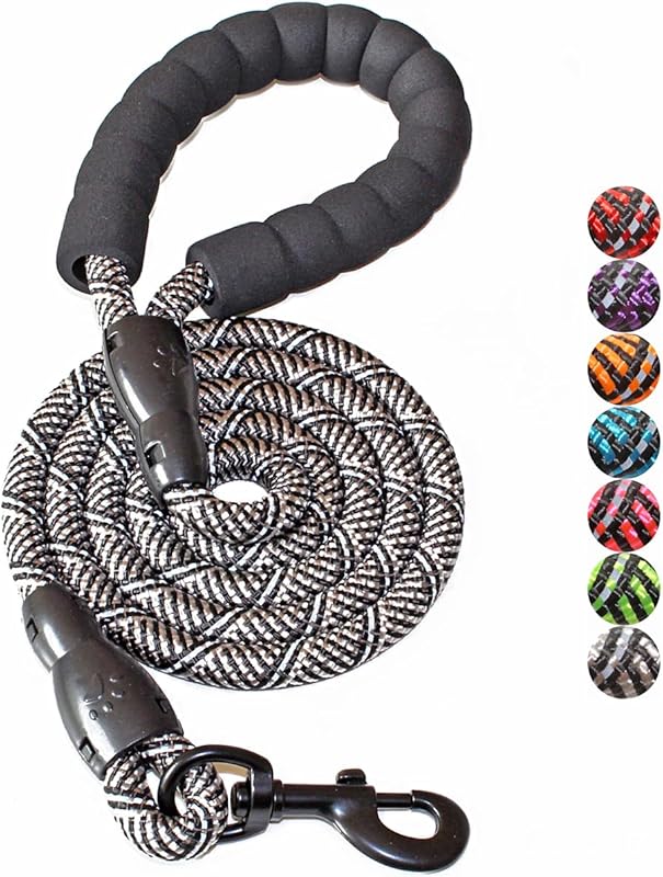 2/4/5/6 FT Dog Leash with Comfortable Padded Handle and Highly Reflective Threads for Small Medium and Large Dogs (5FT-1/2'', Black)