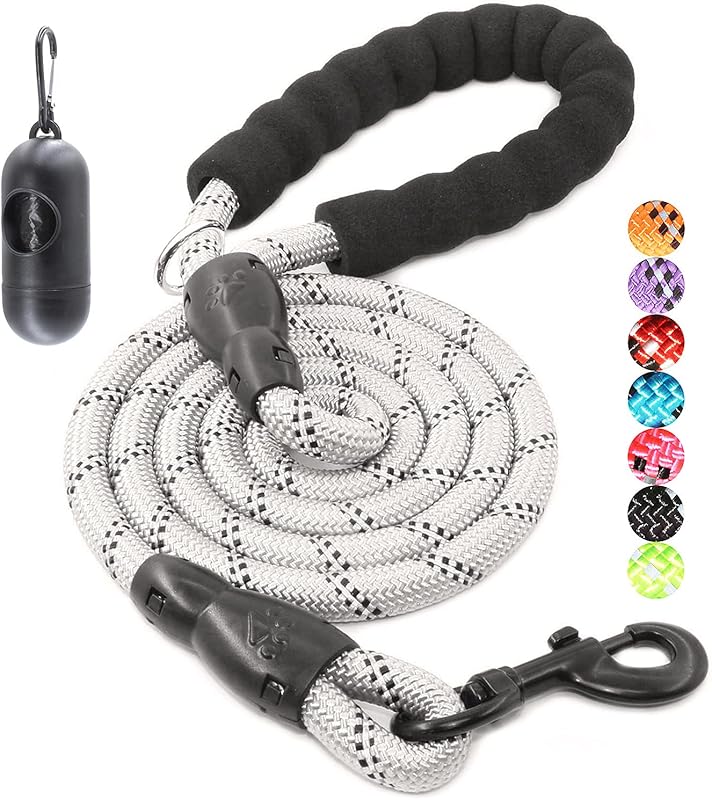 2/4/5/6 FT Dog Leash with Comfortable Padded Handle and Highly Reflective Threads for Small Medium and Large Dogs (5FT-1/2'', Black)