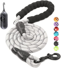 Load image into Gallery viewer, 2/4/5/6 FT Dog Leash with Comfortable Padded Handle and Highly Reflective Threads for Small Medium and Large Dogs (5FT-1/2'', Black)
