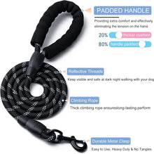 画像をギャラリービューアに読み込む, 2 Pack Dog Leash, 4/5//6 FT Heavy Duty Nylon Rope Pet Leashes with Comfortable Padded Handle, Reflective Dog Leashes for Small Medium and Large Dogs