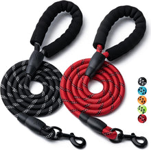 画像をギャラリービューアに読み込む, 2 Pack Dog Leash, 4/5//6 FT Heavy Duty Nylon Rope Pet Leashes with Comfortable Padded Handle, Reflective Dog Leashes for Small Medium and Large Dogs