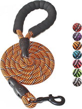 Load image into Gallery viewer, 2/4/5/6 FT Dog Leash with Comfortable Padded Handle and Highly Reflective Threads for Small Medium and Large Dogs (5FT-1/2'', Black)