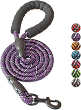 Load image into Gallery viewer, 2/4/5/6 FT Dog Leash with Comfortable Padded Handle and Highly Reflective Threads for Small Medium and Large Dogs (5FT-1/2'', Black)