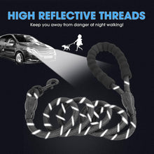 Load image into Gallery viewer, 2/4/5/6 FT Dog Leash with Comfortable Padded Handle and Highly Reflective Threads for Small Medium and Large Dogs (5FT-1/2'', Black)