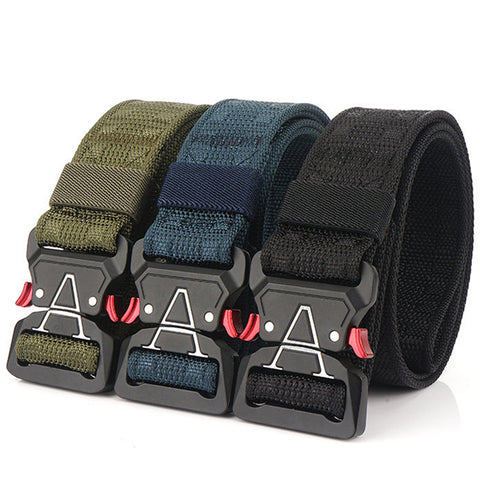 Men's Military Nylon Belt Hard Metal Buckle Classic Tactical Belt Soft Real Nylon 3.8cm Outdoor Sports Belt