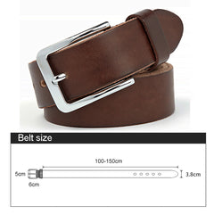 cowhide men's belt hard solid metal buckle soft original cowhide belt for men 3.8cm leather jeans belt