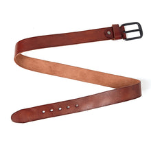 Carica l&#39;immagine nel visualizzatore di Gallery, leather belts for men Soft Natural Cowhide Mens Belt Hard Metal Metal Matt Black Buckle Real Leahter brown Belt