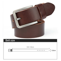 leather belt men natural original leather no interlayer hard brushed steel buckle men's Genuine Leather Belt Accessories