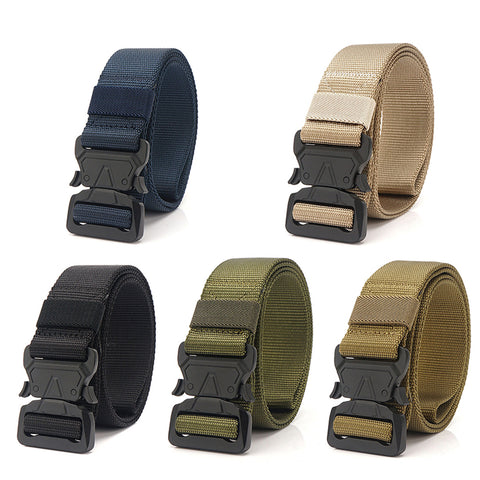 Men's Military Nylon Belt Hard Alloy Buckle Soft Nylon Army Tactical Belt Outdoor Sports