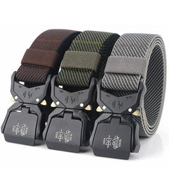 Elastic Jeans Belt For Men Aluminum Alloy Pluggable Buckle Training Tactical Belts Comfortable Male Belt Hunting