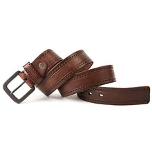 Cargar imagen en el visor de la galería, Leather Belt Men&#39;s Hard Metal Matte Buckle Men&#39;s Original Leather Belt 100-150cm Jeans Belt Screw Accessories