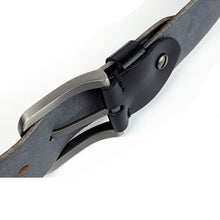 Carregar imagem no visualizador da galeria, Men Leather Belt Hard Brushed Steel Buckle Soft Original Leather Men&#39;s Genuine Leather Belt Accessories