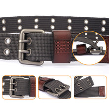 Load image into Gallery viewer, Canvas Belt Thickened Men&#39;s Double Pin Buckle Belt Fashion Casual Jeans Belt MN2021