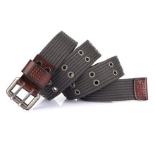 Carica l&#39;immagine nel visualizzatore di Gallery, Canvas Belt Thickened Men&#39;s Double Pin Buckle Belt Fashion Casual Jeans Belt MN2021