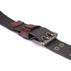 Canvas Belt Thickened Men's Double Pin Buckle Belt Fashion Casual Jeans Belt MN2021