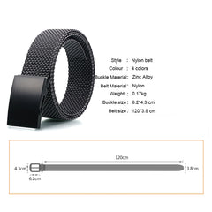 Men's belt  Nylon Black Zinc Alloy Buckle Spot Body Casual Belts For Men MD001