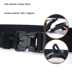 Men's Military Tactical Belt Hard ABS Magnetic Quick Release Buckle Men's Army Belt Soft Genuine Nylon Casual Belt MD055