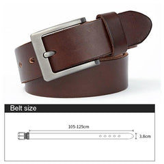 Original Leather Men's Belt Sturdy Steel Buckle Brown Belt for Men Soft and Tough for jeans casual pants men's gift