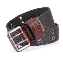 Canvas Belt Thickened Men's Double Pin Buckle Belt Fashion Casual Jeans Belt MN2021