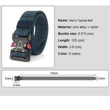 Carica l&#39;immagine nel visualizzatore di Gallery, Men&#39;s Military Nylon Belt Hard Metal Buckle Classic Tactical Belt Soft Real Nylon 3.8cm Outdoor Sports Belt