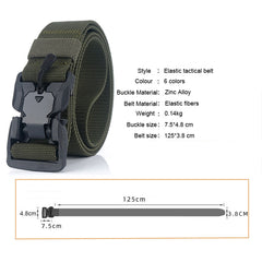 Elastic Belt Hard ABS Magnetic Buckle Men Military Tactical Belt High Strength Elastic Nylon Soft No Hole Army Belt