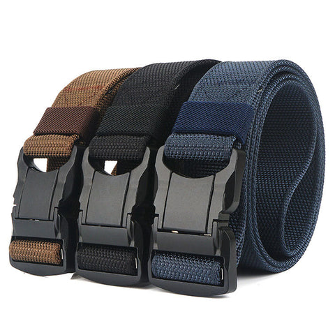 Men's Military Tactical Belt Hard Metal Buckle Magnetic Quick Release Buckle Army Belt Soft Genuine Nylon Casual Belt