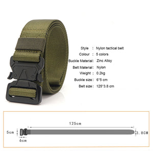 Men's Military Nylon Belt Hard Alloy Buckle Soft Nylon Army Tactical Belt Outdoor Sports