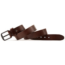 画像をギャラリービューアに読み込む, leather belts for men Soft Natural Cowhide Mens Belt Hard Metal Metal Matt Black Buckle Real Leahter brown Belt