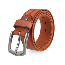 Cargar imagen en el visor de la galería, cowhide belt for men&#39;s hard metal buckle soft original cowhide mens leather belt unique texture real leather jeans belt