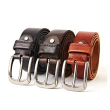 Carica l&#39;immagine nel visualizzatore di Gallery, Men Belt leather Casual Belts Vintage Handmade Design Pin Buckle Genuine Leather Belts Male Waistband