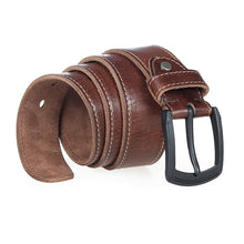 Cargar imagen en el visor de la galería, natural genuine leather belts for men hard metal matte black pin buckle real leather belt