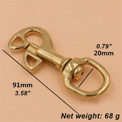 C 1pcs Solid Brass Trigger Swivel Eye Bolt Snap Hook For Pet Rope Leashes Horse Gear Marine Leather Craft Bag Strap Belt Webbing