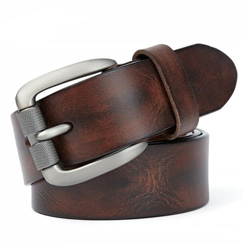 Men's Belt Top Natural Genuine Leather Sturdy Buckle Men Vintage Belt Suitable for Jeans Casual Pants Cummerbund