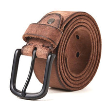 Load image into Gallery viewer, original leather men&#39;s belt matte metal pin buckle soft tough leather belt for men without interlayer male belt