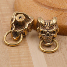 Afbeelding in Gallery-weergave laden, B 1 x Brass Japan demon devil conchos screwback material animal head design leather bag wallet chain button rivet O-ring connector