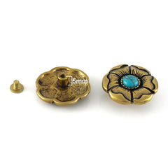 B 1 X Retro Brass Flower Conchos Screwback Classical Fashion Style Design Leather Bag Wallet Chain Button Rivet Studs