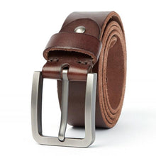 Load image into Gallery viewer, Natural Leather Male Belt Material Sturdy Steel Buckle Original Leather Belt Suitable for Jeans Casual Pants