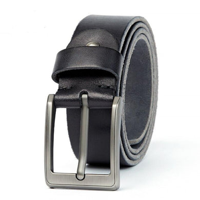 leather belt for men's brushed steel pin buckle simple men's belt for jeans casual pants men's accessories