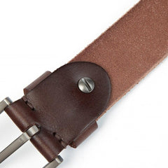 leather belt for men's brushed steel pin buckle simple men's belt for jeans casual pants men's accessories