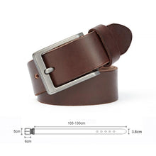 Cargar imagen en el visor de la galería, leather belt for men&#39;s brushed steel pin buckle simple men&#39;s belt for jeans casual pants men&#39;s accessories