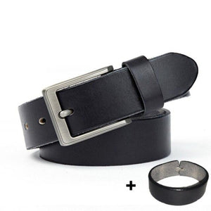 leather belt for men's brushed steel pin buckle simple men's belt for jeans casual pants men's accessories
