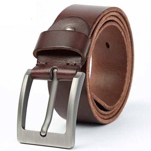 Original Leather Men's Belt Sturdy Steel Buckle Brown Belt for Men Soft and Tough for jeans casual pants men's gift