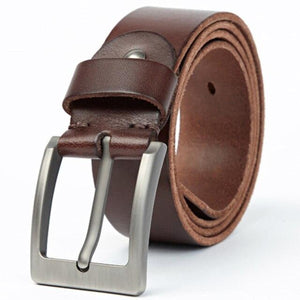 Original Leather Men's Belt Sturdy Steel Buckle Brown Belt for Men Soft and Tough for jeans casual pants men's gift