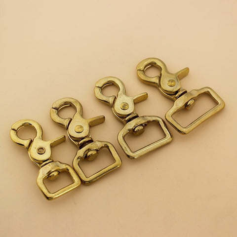 4 Pcs Brass Snap Hook Swivel Eye Lobster Claw Clasps Trigger Clip for Leather Craft Bag Purse Strap Belt Webbing Pet Leash Rope